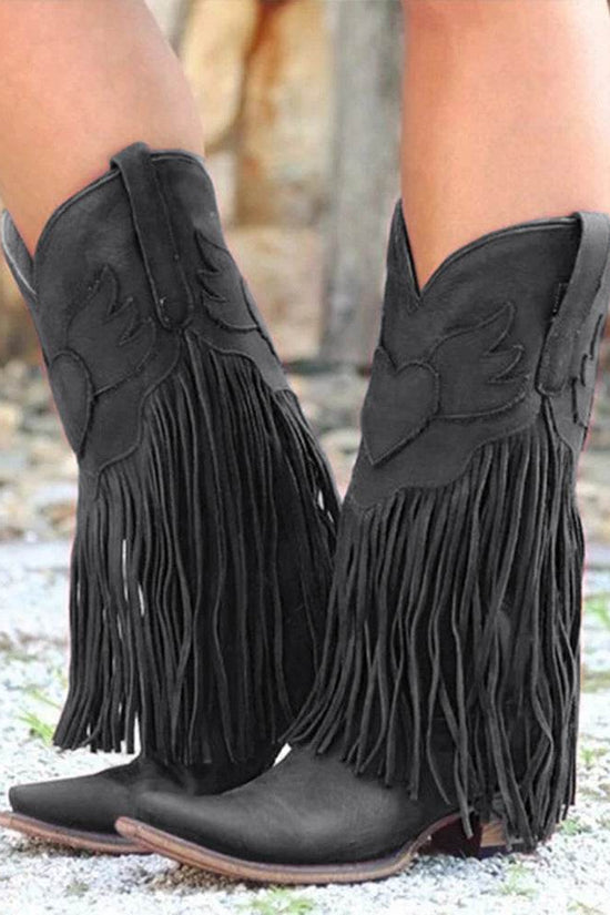 Bottes vintage à pampilles au-dessus du genou - Droxev