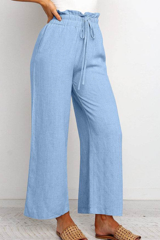Pantalon large Pantalon court de couleur unie - Droxev
