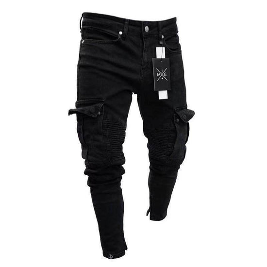 Pantalon tendance à fermeture éclair avec trous au genou - Droxev