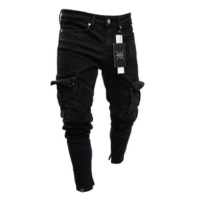 Pantalon tendance à fermeture éclair avec trous au genou - Droxev