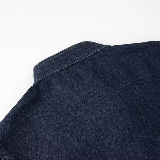 Chemise en jean décontractée à lacets et nœud bleu foncé - Droxev