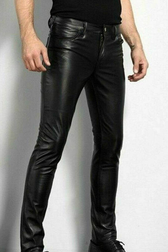 Pantalons longs en cuir pour hommes à la mode - Droxev