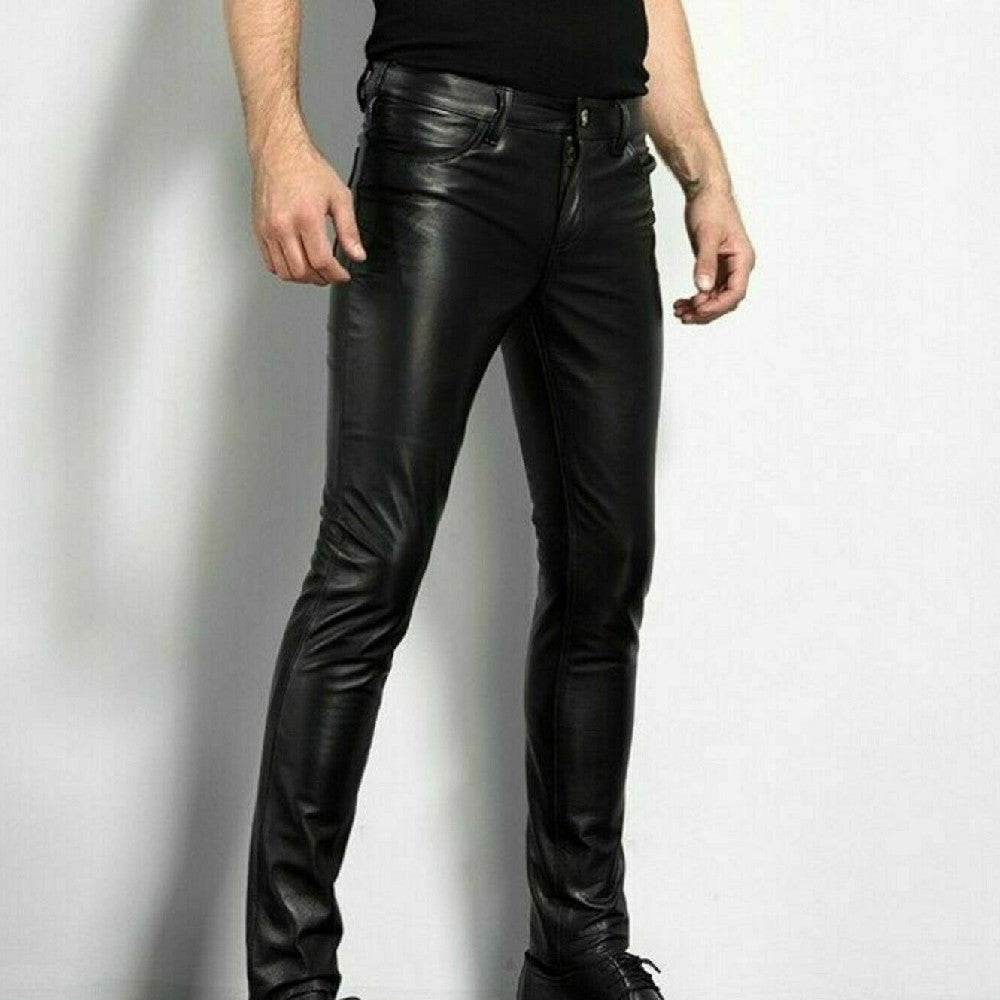 Pantalons longs en cuir pour hommes à la mode - Droxev