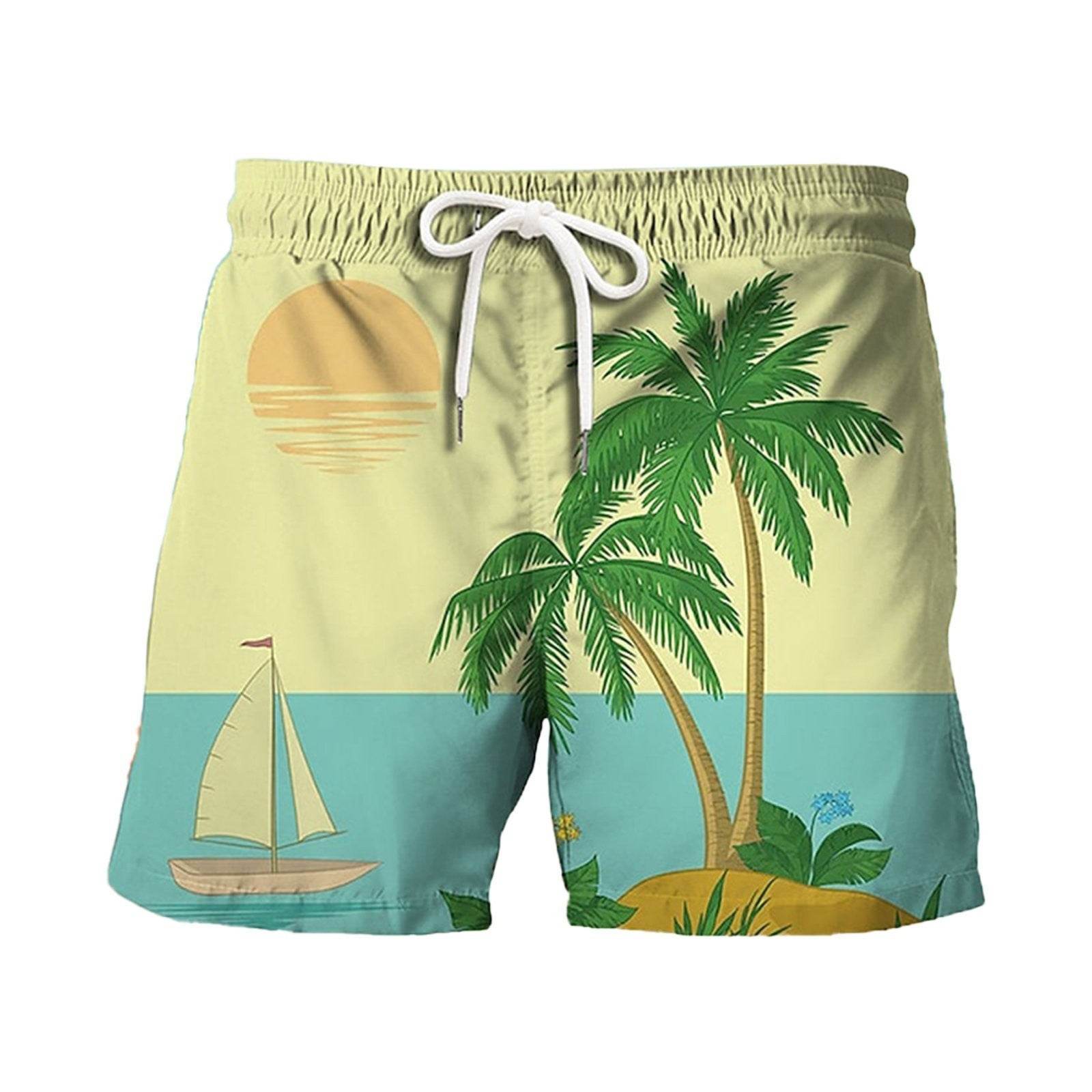 Pantalon de plage décontracté pour homme, imprimé numérique 3D, motif feuille de bananier japonais, été - Droxev