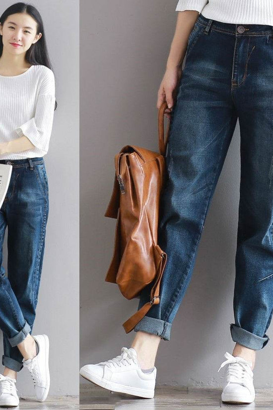 Pantalons en jean amples pour femmes - Droxev