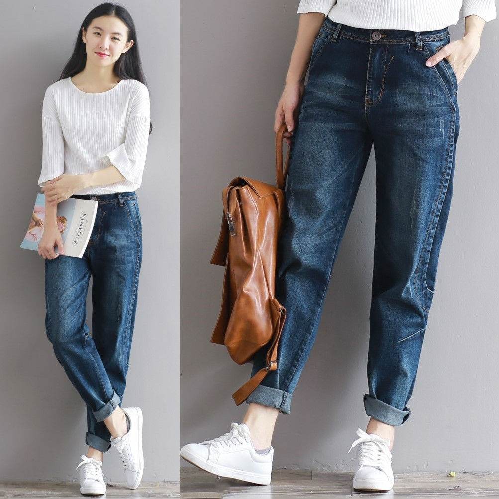 Pantalons en jean amples pour femmes - Droxev