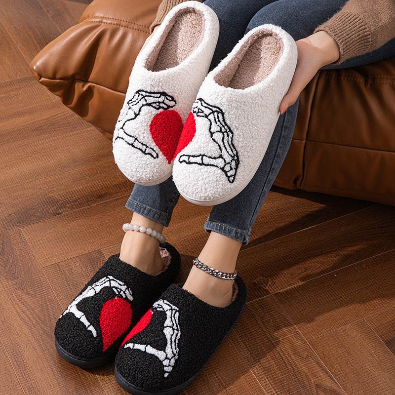 Chaussons de chambre à coucher en coton à semelle souple, chaussures chaudes d'hiver pour femmes et hommes - Droxev