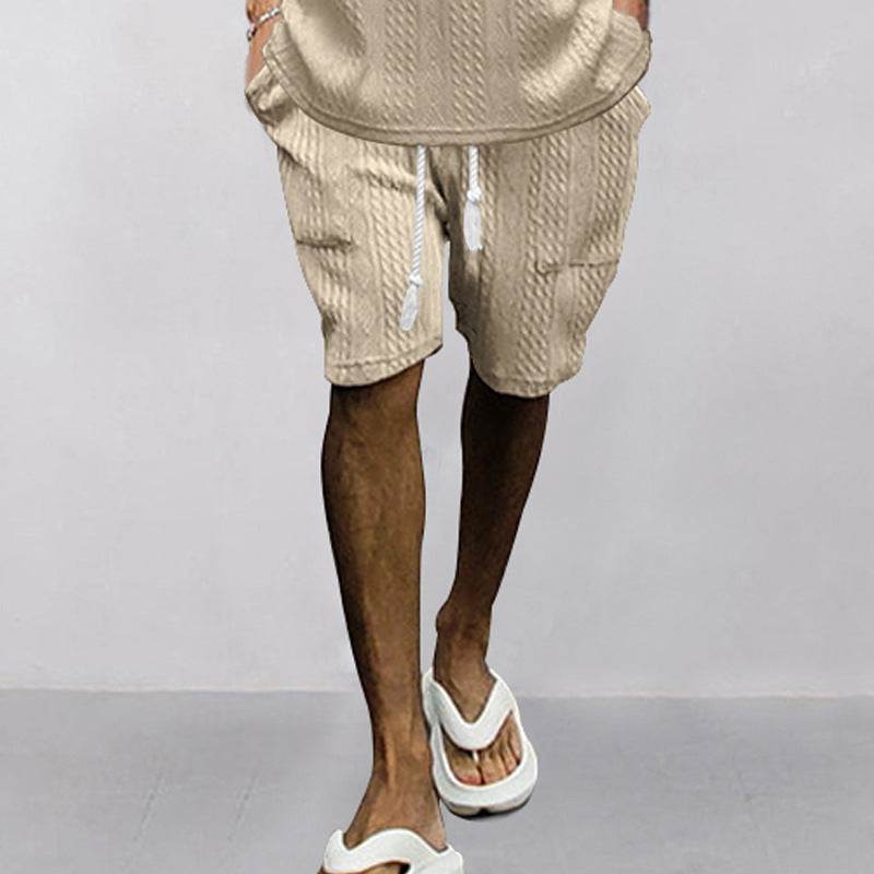 Short jacquard décontracté multi-poches pour le sport, droit et large, style printemps-été - Droxev