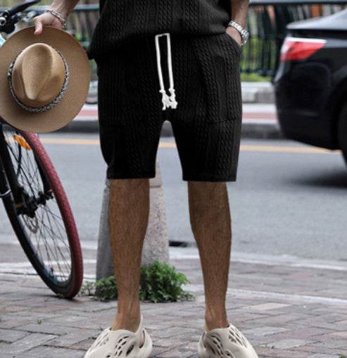 Short jacquard décontracté multi-poches pour le sport, droit et large, style printemps-été - Droxev