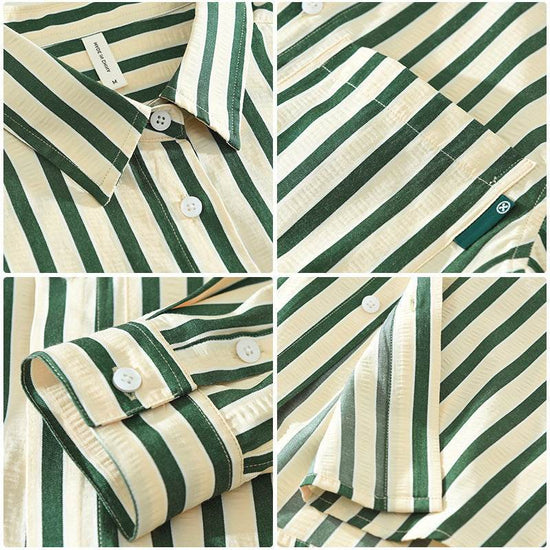 Chemise ample à manches longues et rayures verticales - Droxev