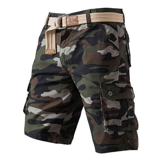 Salopette d'été en pur coton délavé, short camouflage pour homme - Droxev