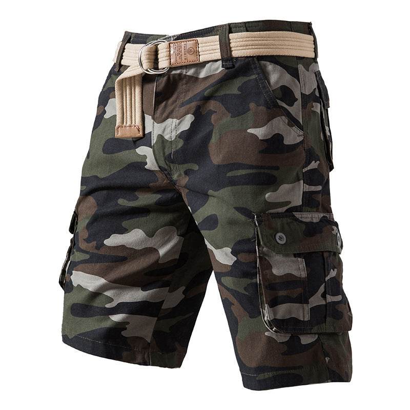 Salopette d'été en pur coton délavé, short camouflage pour homme - Droxev
