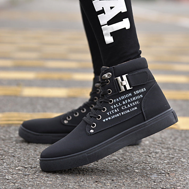 Bottes Martin pour hommes, chaussures plates à lacets