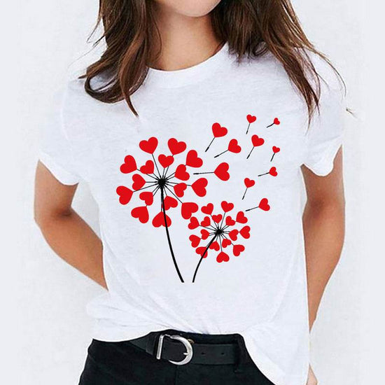 Dessin animé amour doux mignon manches courtes - Droxev