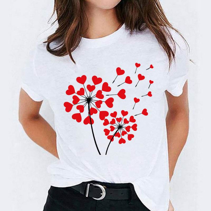 Dessin animé amour doux mignon manches courtes - Droxev