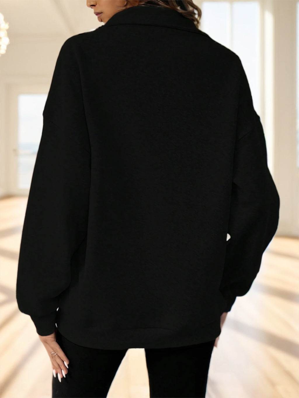 Sweat à capuche à col montant et demi-zip - Droxev