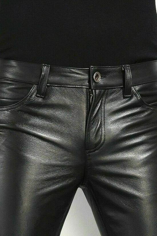 Pantalons longs en cuir pour hommes à la mode - Droxev