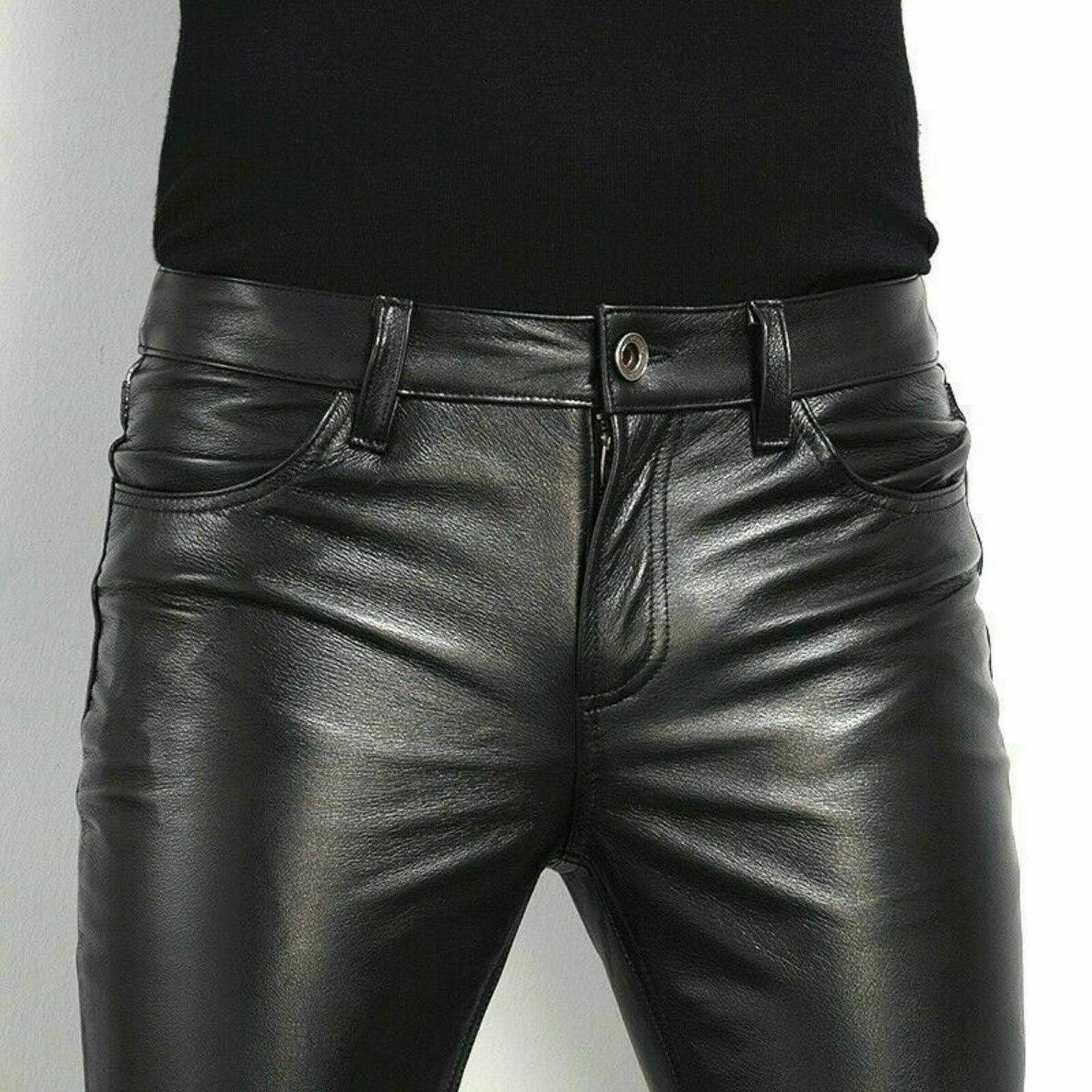Pantalons longs en cuir pour hommes à la mode - Droxev