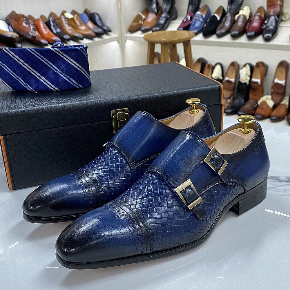 Chaussures Homme de Luxe – Mocassins Double Boucle en Cuir Véritable - Droxev