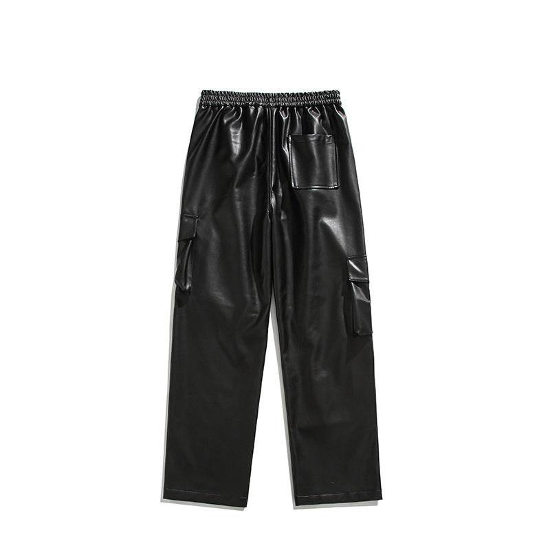 Pantalon en cuir PU pour homme, coupe ample, coupe droite, style rétro américain, décontracté - Droxev