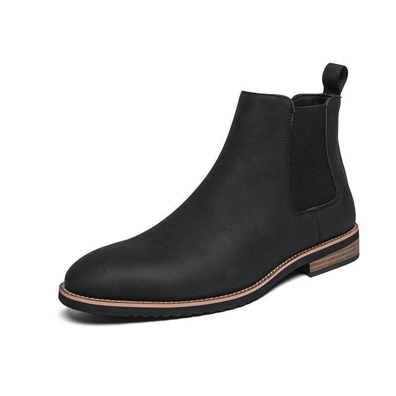 Chaussures pointues en cuir pour hommes : bottines Chelsea britanniques pointues - Droxev