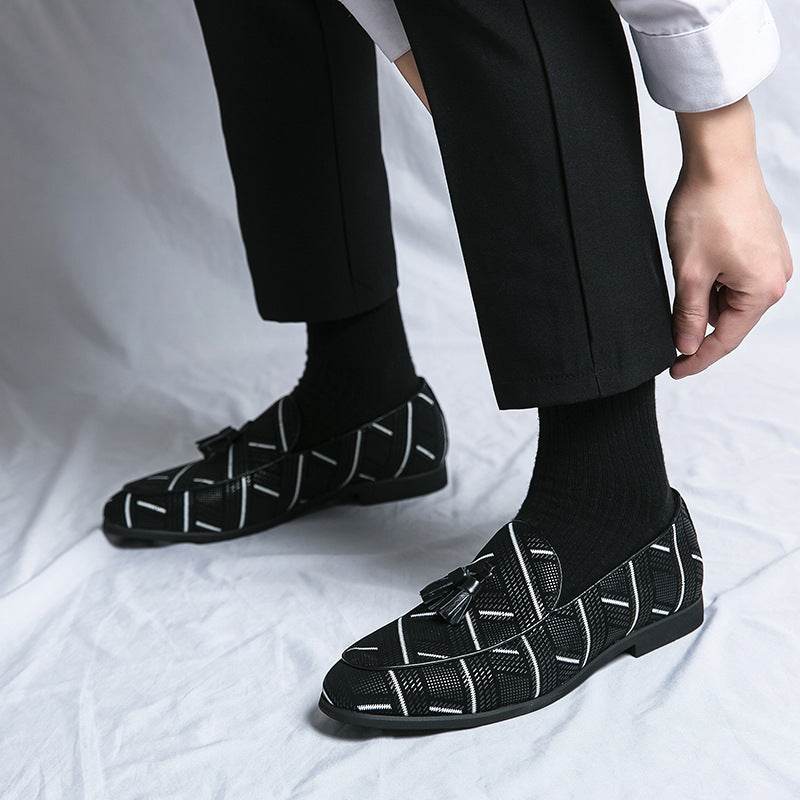 Chaussures à enfiler en cuir pour hommes, motif paresseux - Droxev
