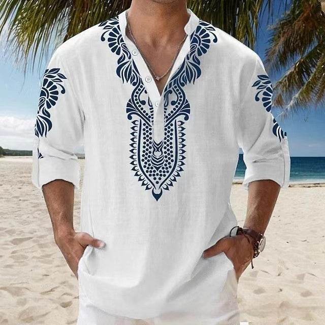 Chemise de plage décontractée à manches longues pour homme - Droxev