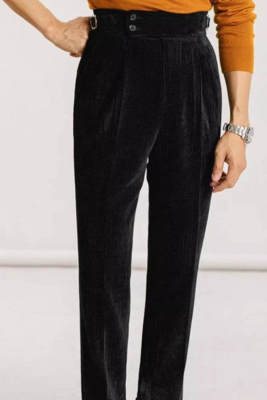 Pantalon de costume en velours côtelé pour homme, coupe droite, pour l'automne - Droxev