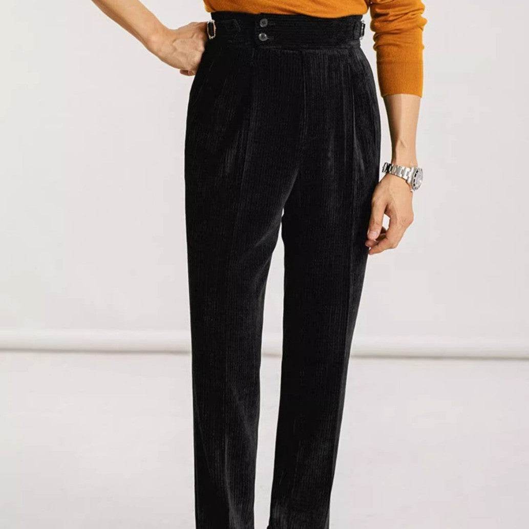 Pantalon de costume en velours côtelé pour homme, coupe droite, pour l'automne - Droxev