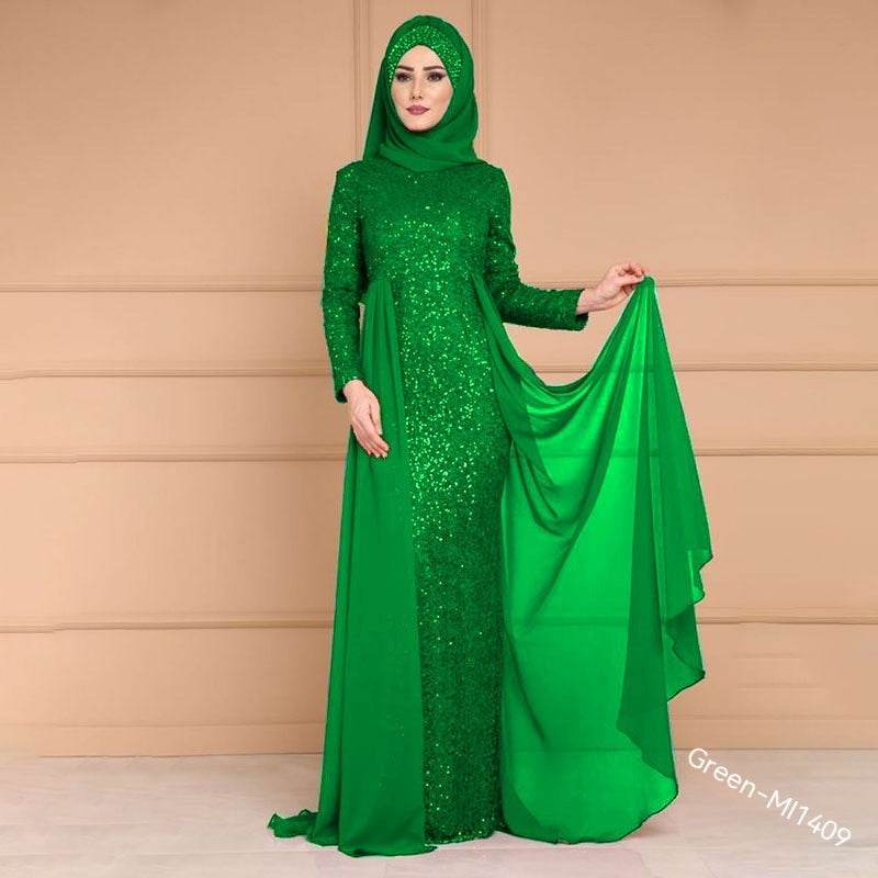 Robe longue queue de poisson style rétro à paillettes amincissantes pour femme - Droxev