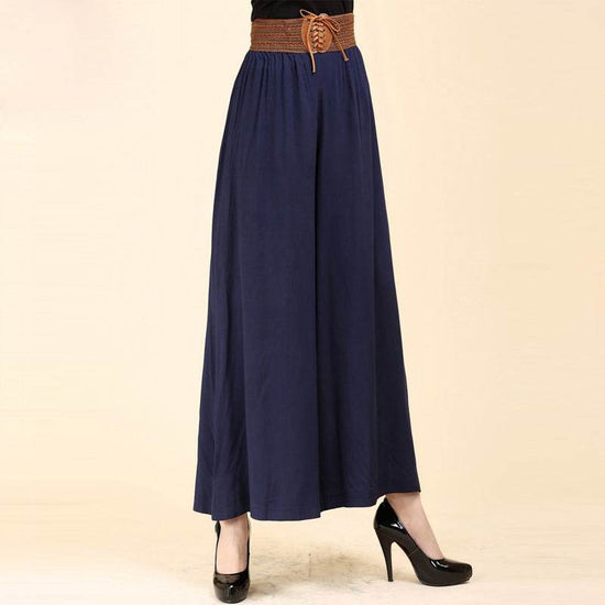 Pantalon ample en coton et lin pour femme - Droxev