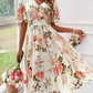 Robe Femme Imprimée Fleurie à Taille Cintrée