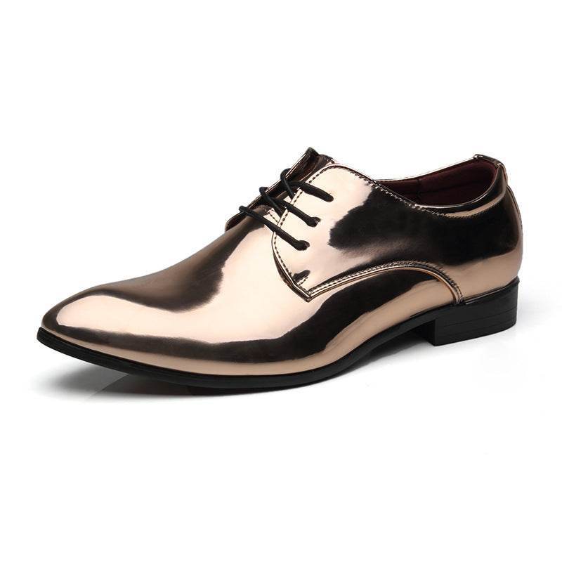 Chaussures pointues britanniques en cuir pour hommes, chaussures en cuir brillant à la mode - Droxev