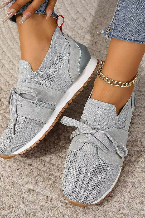 Nouvelles chaussures plates à lacets en maille pour femmes, chaussures de marche compensées respirantes et décontractées - Droxev