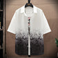 Chemise d'été en soie glacée fine, t-shirt à col ample, type d'engraissement, homme gros