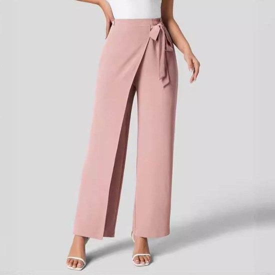 Pantalon large taille haute pour femme avec fermeture éclair invisible sur le côté - Droxev