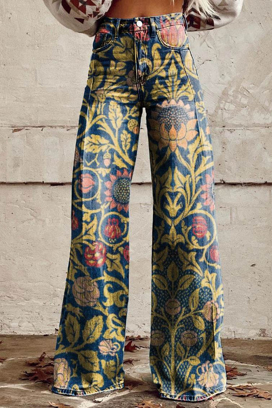 Pantalon large en faux denim fin - Droxev