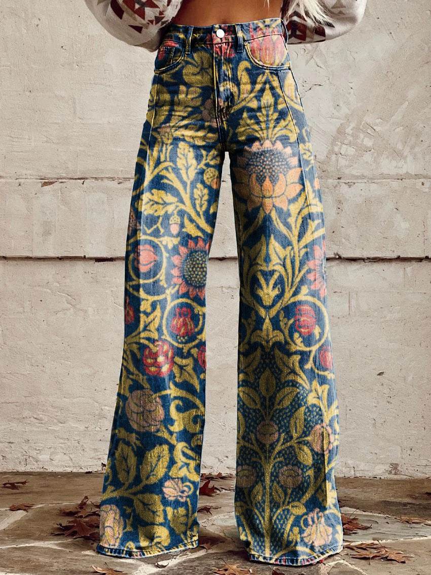 Pantalon large en faux denim fin - Droxev