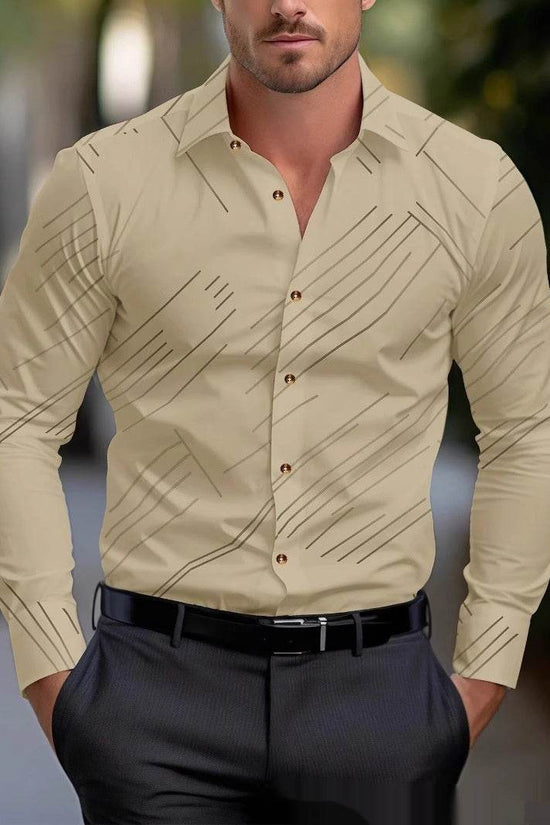 Chemise à Rayures Obliques pour Homme – Grande Taille Décontractée - Droxev