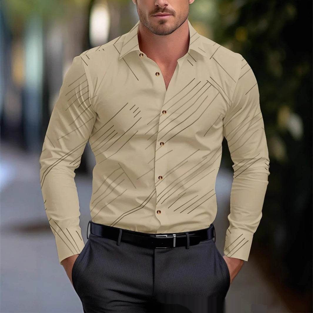 Chemise à Rayures Obliques pour Homme – Grande Taille Décontractée - Droxev