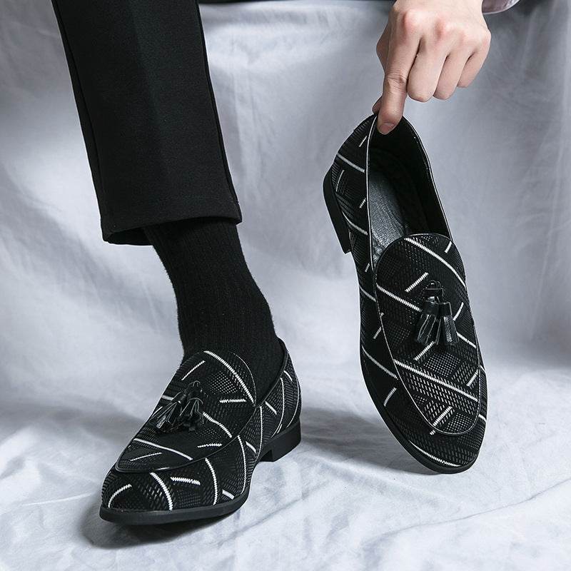 Chaussures à enfiler en cuir pour hommes, motif paresseux - Droxev