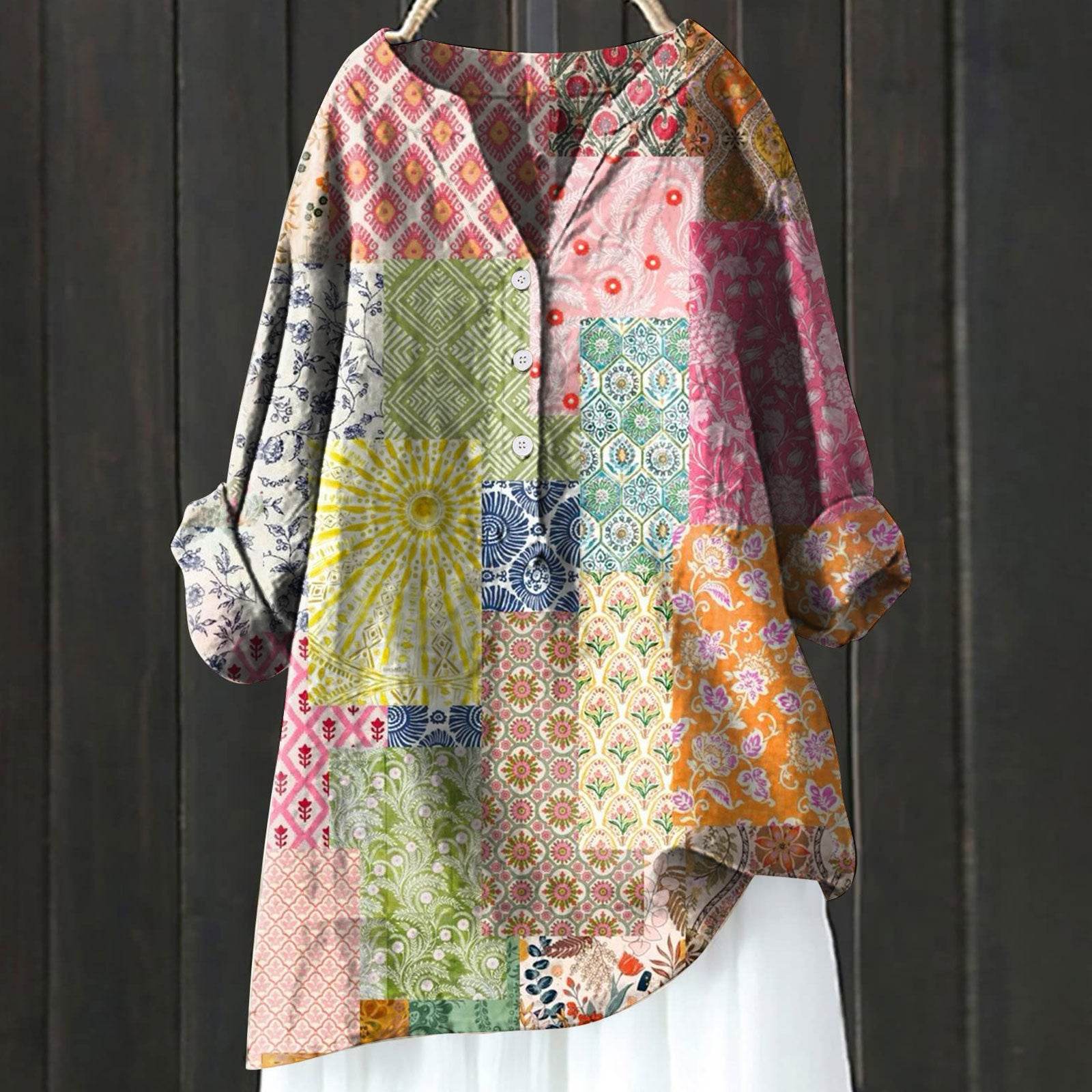 Chemise assortie en lin confort imprimé - Droxev