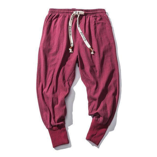 Pantalon sarouel en coton et lin pour homme, style hip-hop - Droxev
