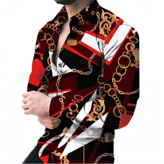 Chemise Homme Imprimée à Manches Longues – Style Streetwear Décontracté Hiver - Droxev