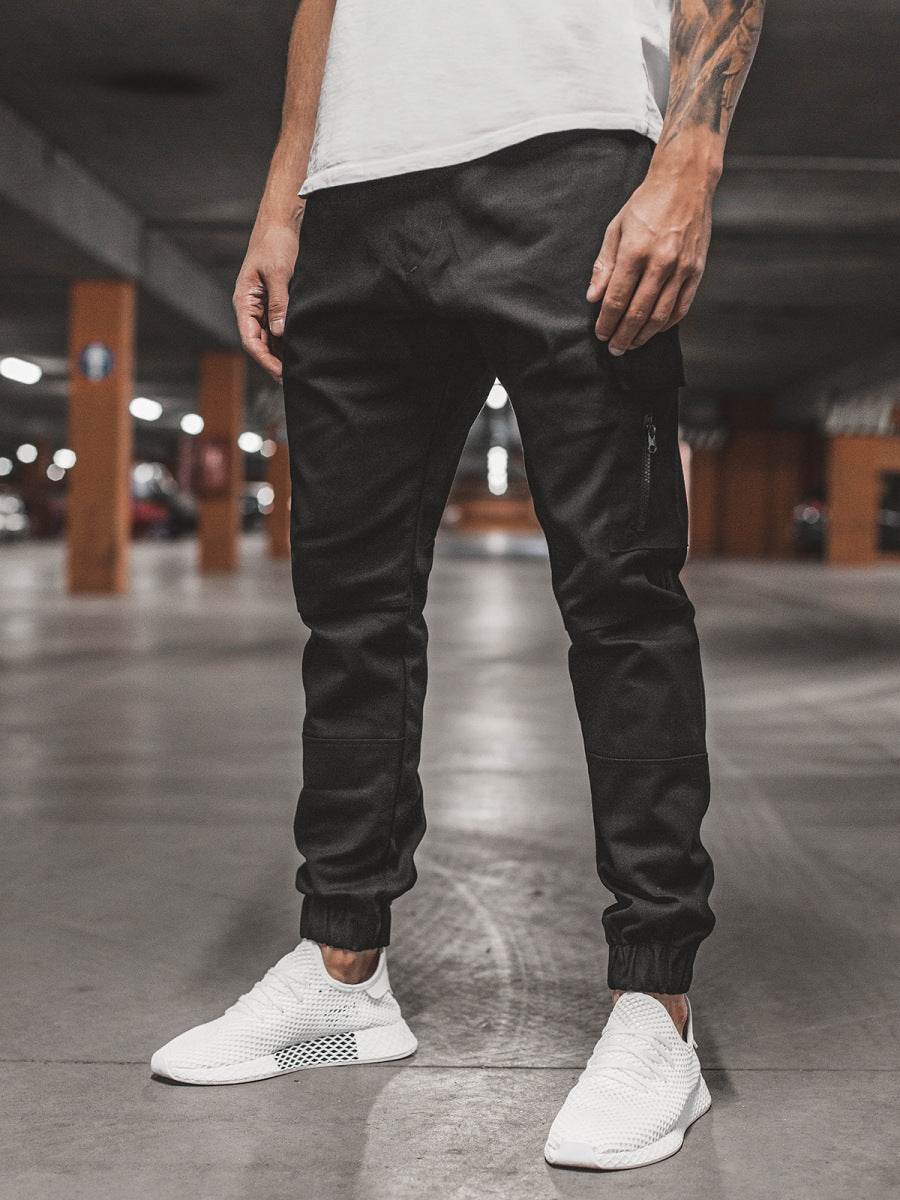 Pantalon long décontracté pour homme avec poches latérales zippées - Droxev