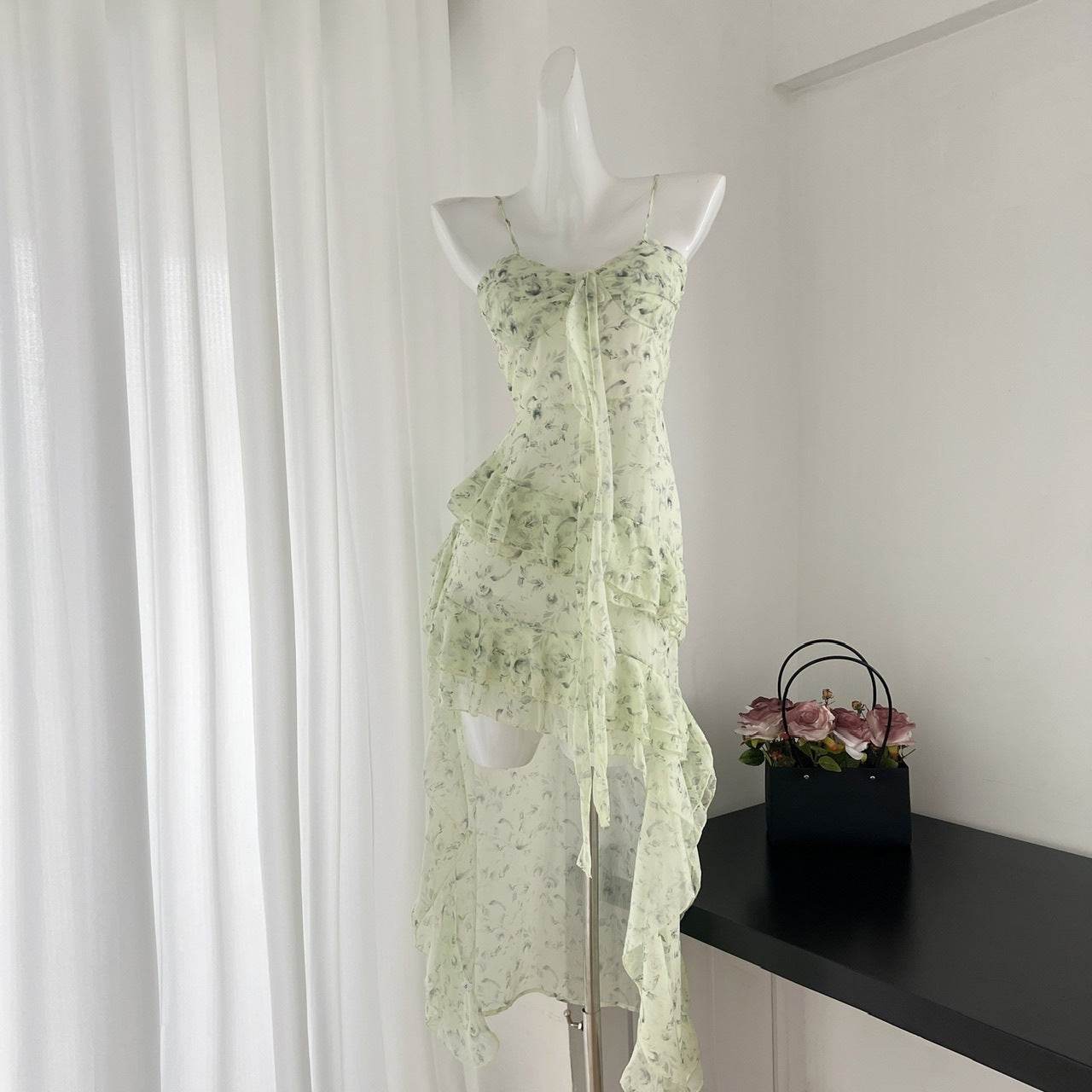 Robe d'été à bretelles et fleurs pour femme - Droxev