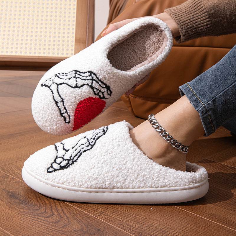 Chaussons de chambre à coucher en coton à semelle souple, chaussures chaudes d'hiver pour femmes et hommes - Droxev