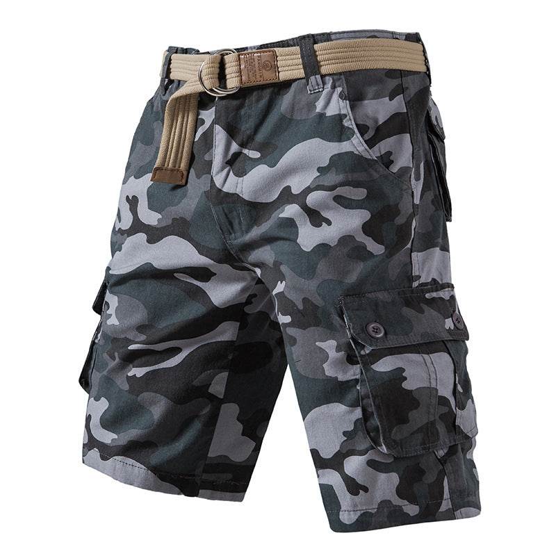 Salopette d'été en pur coton délavé, short camouflage pour homme - Droxev