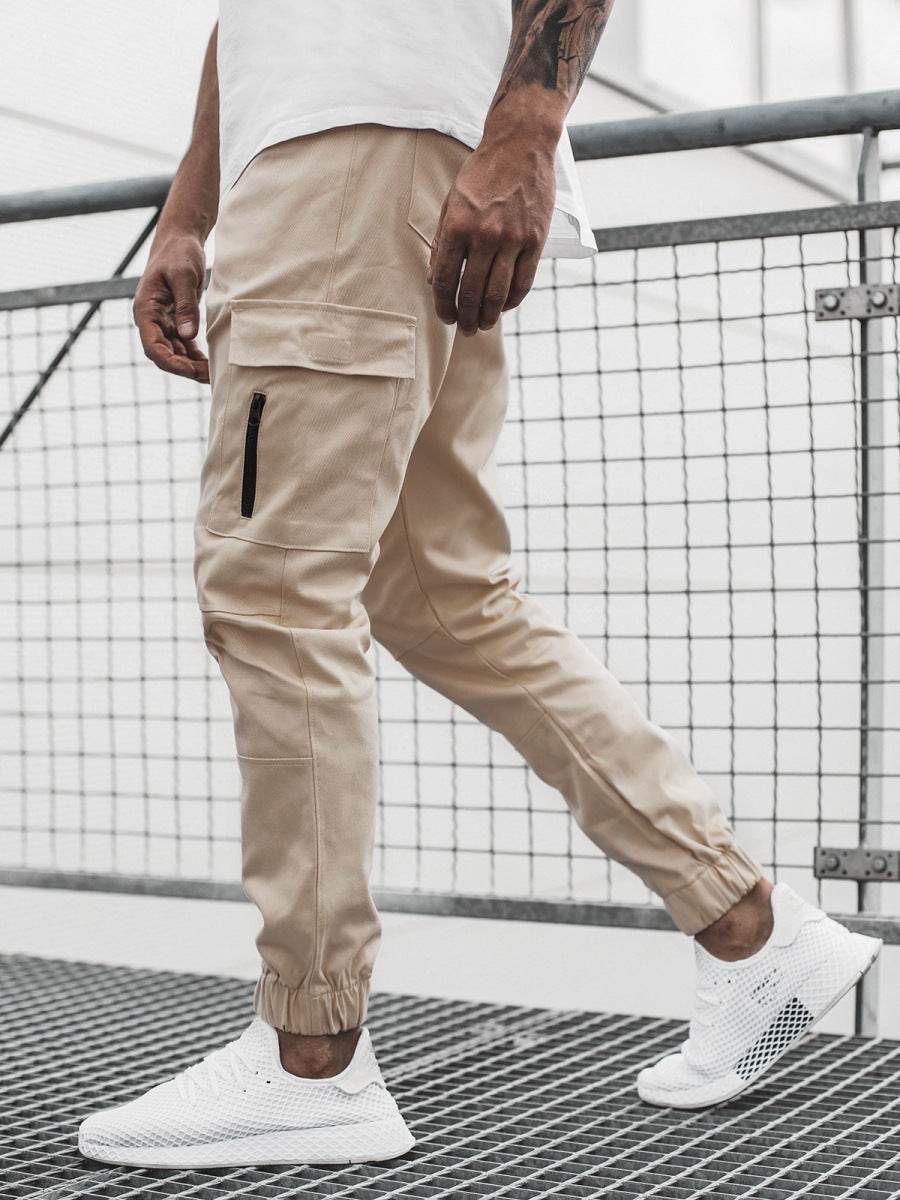 Pantalon long décontracté pour homme avec poches latérales zippées - Droxev