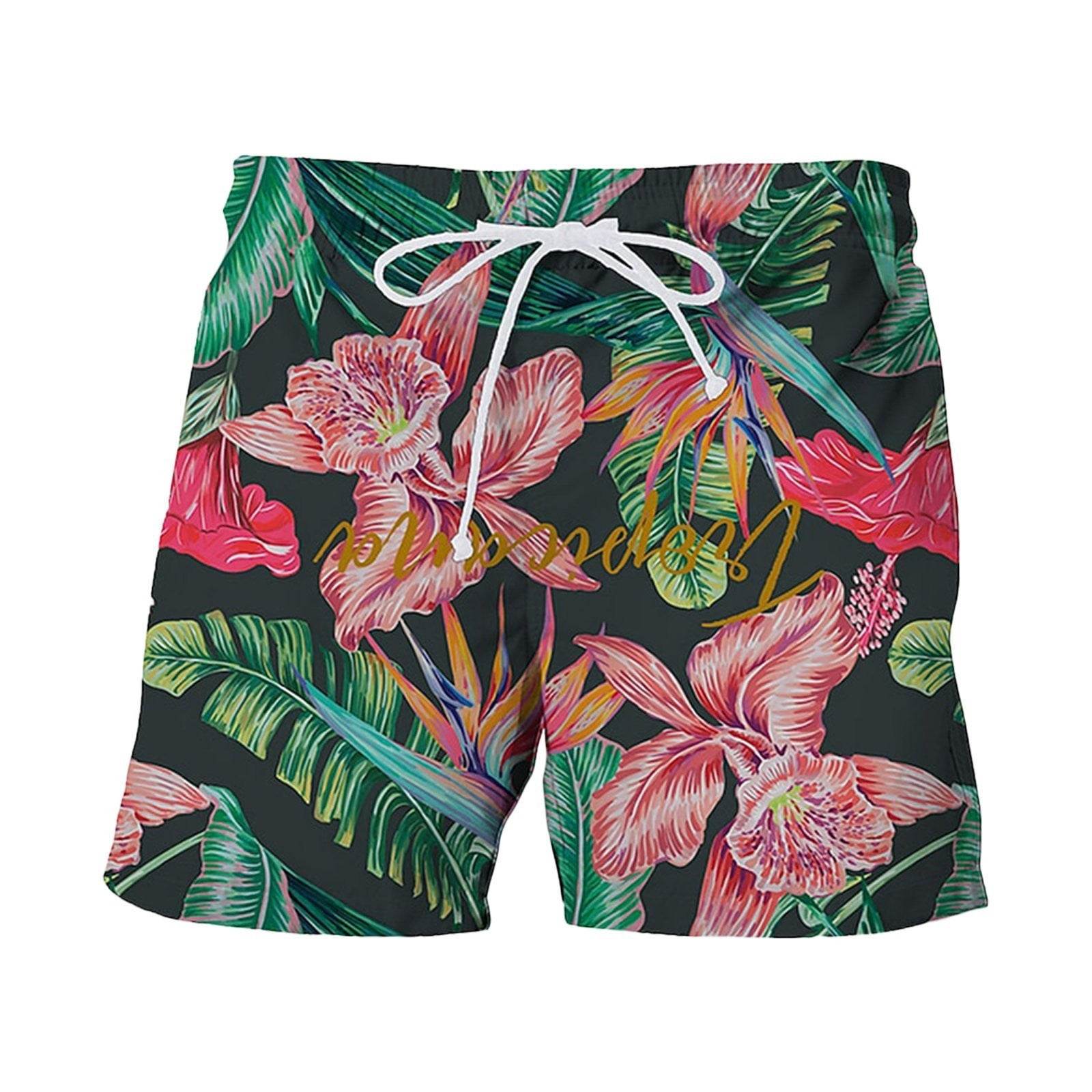 Pantalon de plage décontracté pour homme, imprimé numérique 3D, motif feuille de bananier japonais, été - Droxev